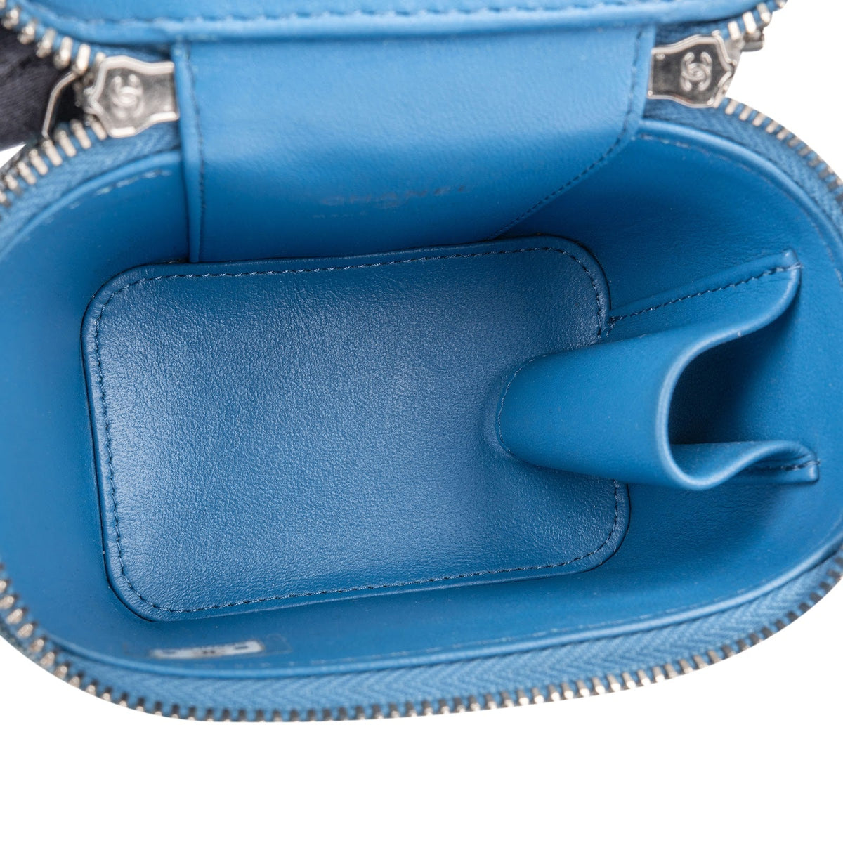 Chanel Quilted Denim Camellia Monogram Adjustable Mini Vanity Case Crossbody Bag