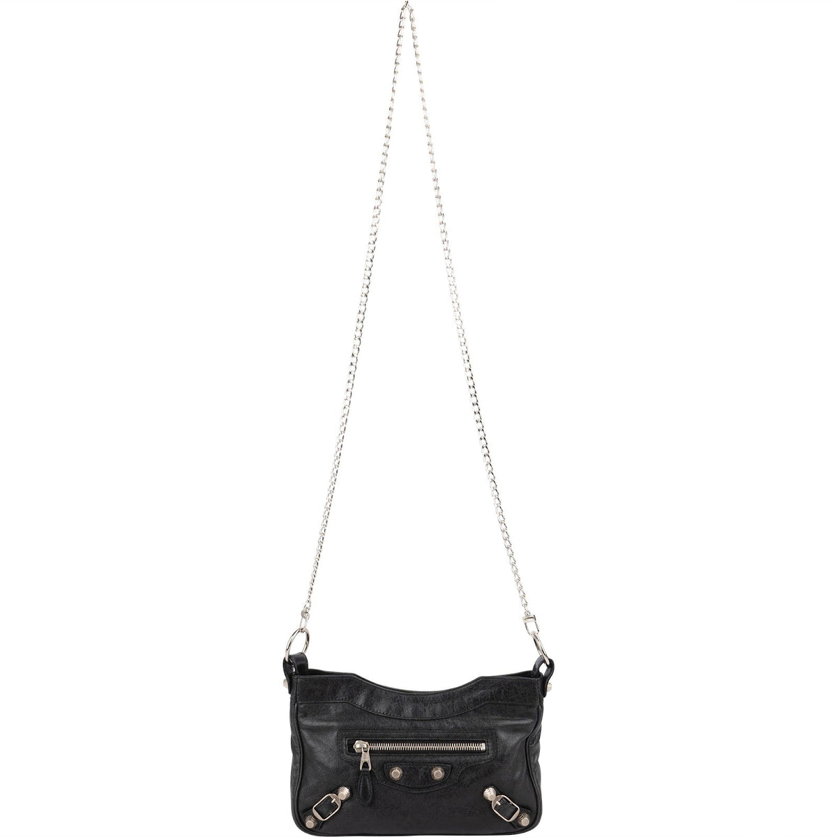 Balenciaga Black Leather City Mini Pochette Crossbody Bag
