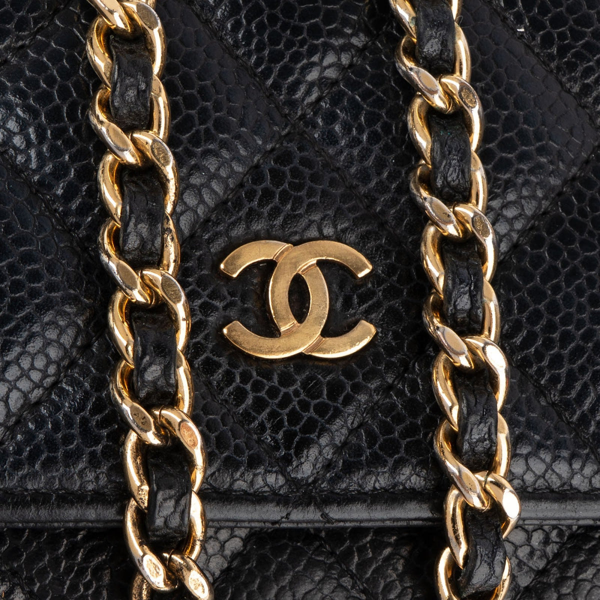 Chanel Quilted Caviar Leather Wallet On Chain Crossbody Bag