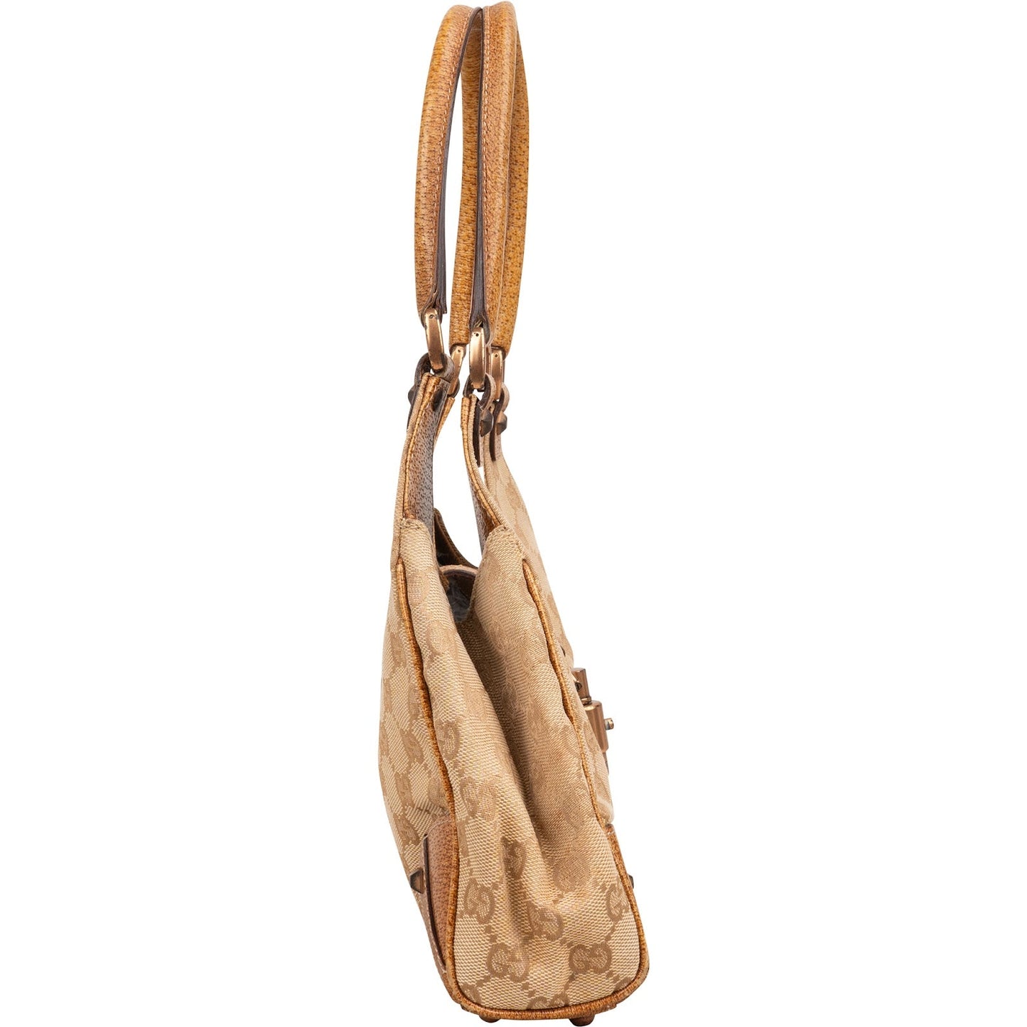 Gucci Monogram GG Canvas Lizard-Embossed Leather Small New Jackie Shoulder Bag