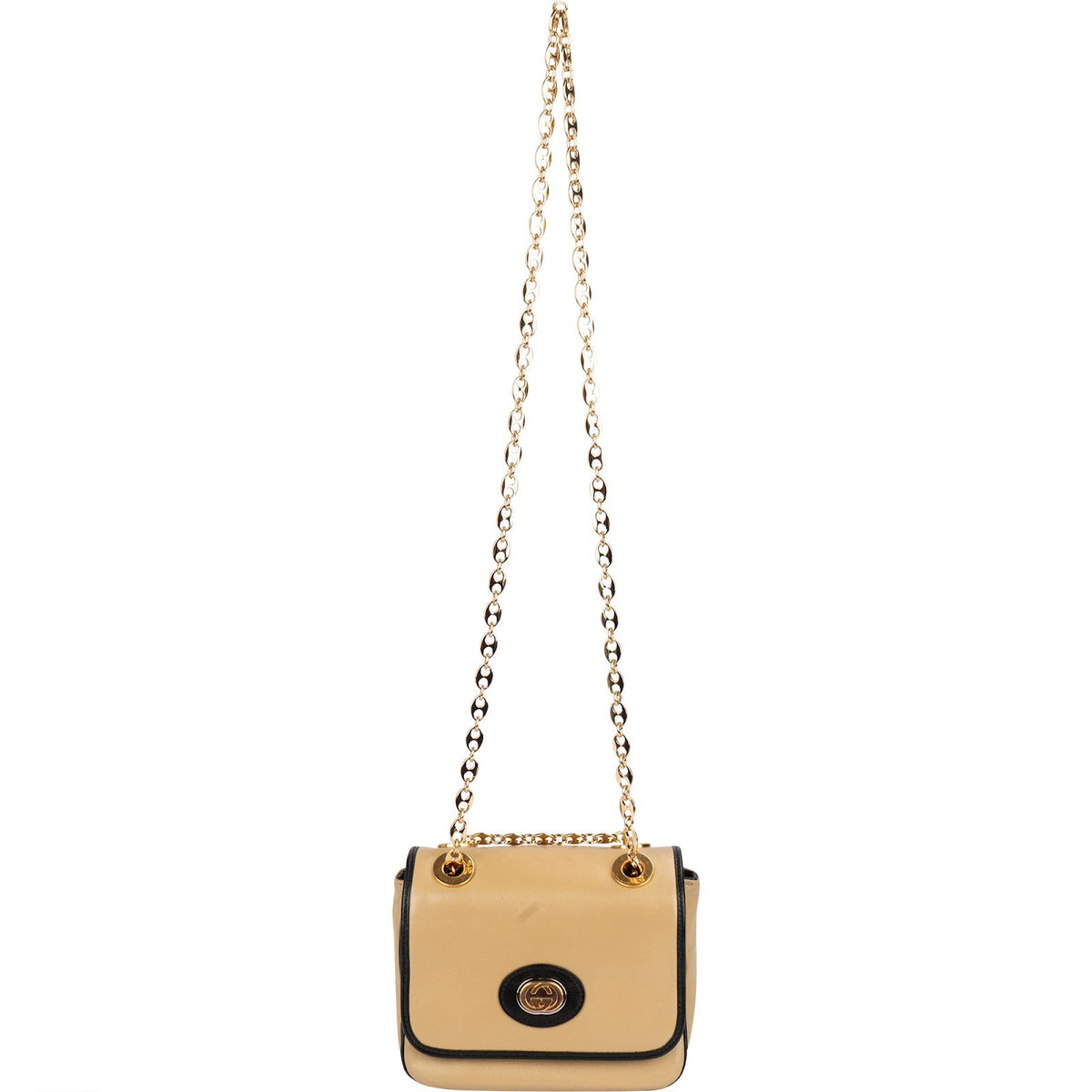 Gucci Leather GG Vintage Marina Chain Double Flap Crossbody Bag