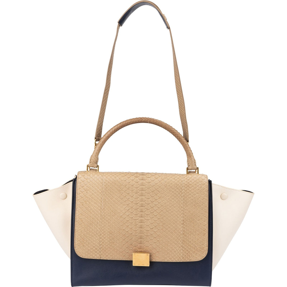 Céline Python Leather Tricolor Trapeze Handbag