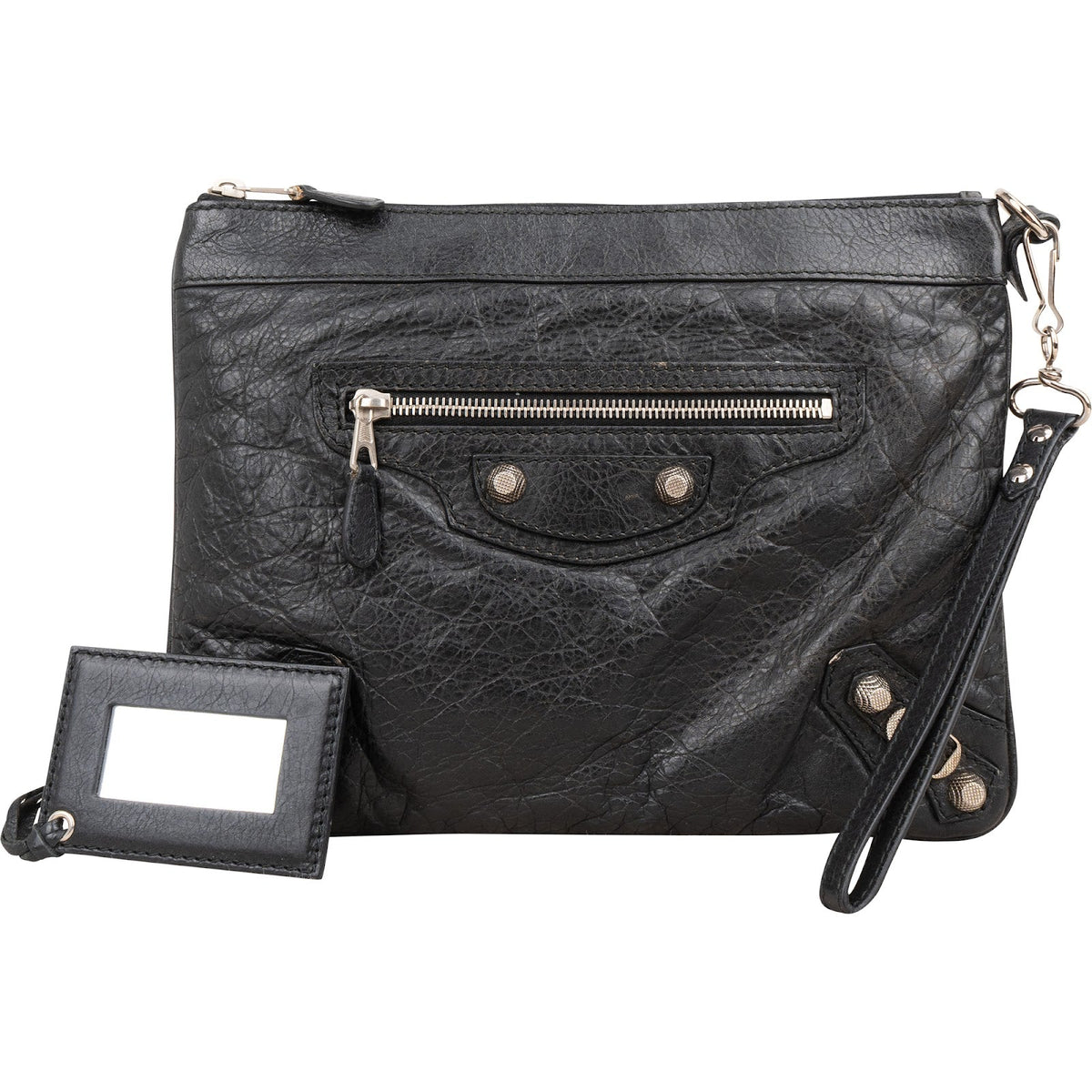 Balenciaga Black Arena Leather City Clutch
