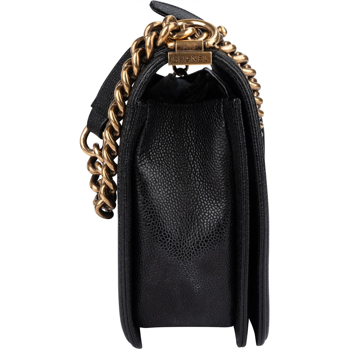 Chanel Quilted Caviar Leather Boy Single Flap Crossbody Bag