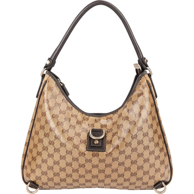 Gucci Monogram Crystal GG Abbey D-Ring Hobo Shoulder Bag