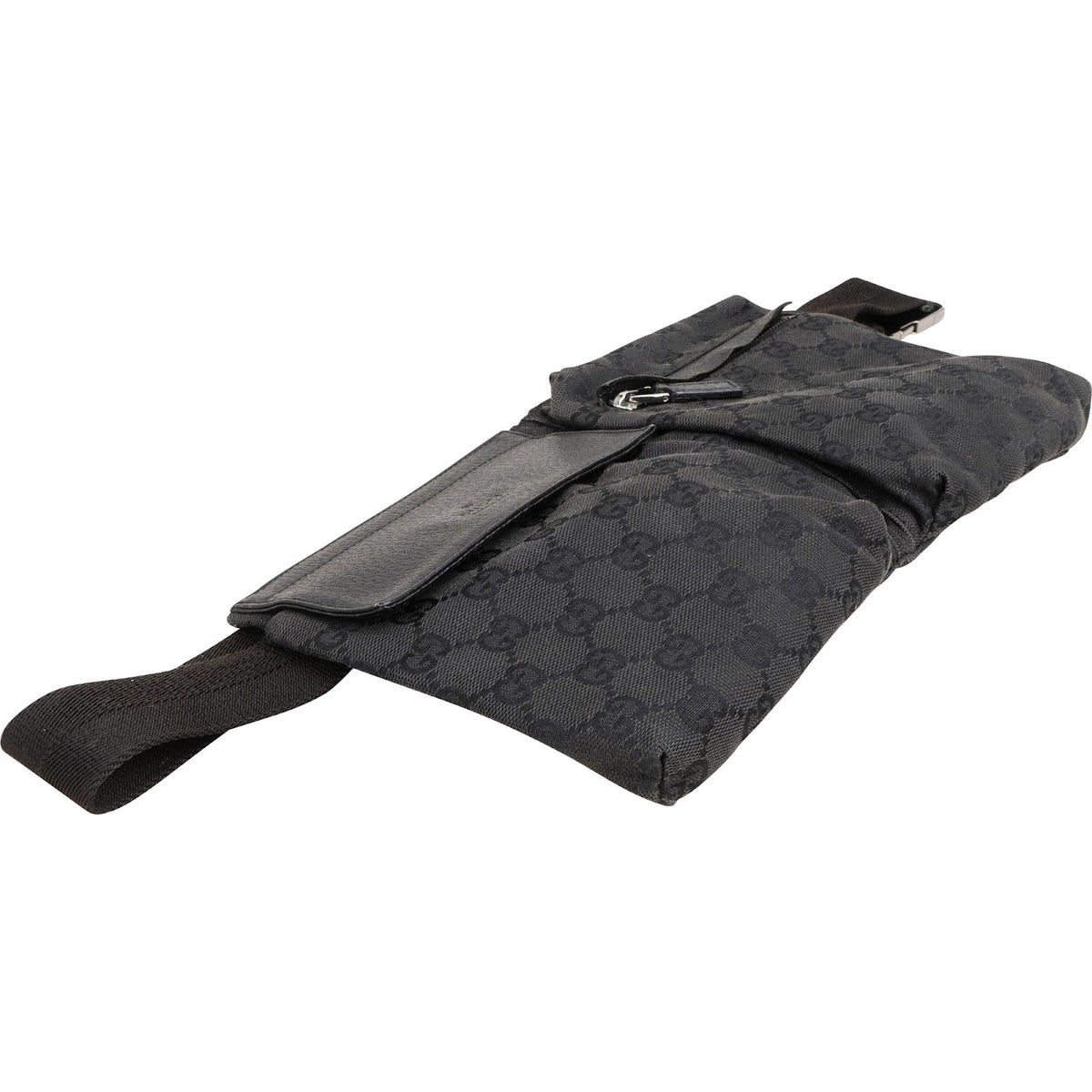 Gucci Black Monogram GG Canvas Belt Crossbody Bag