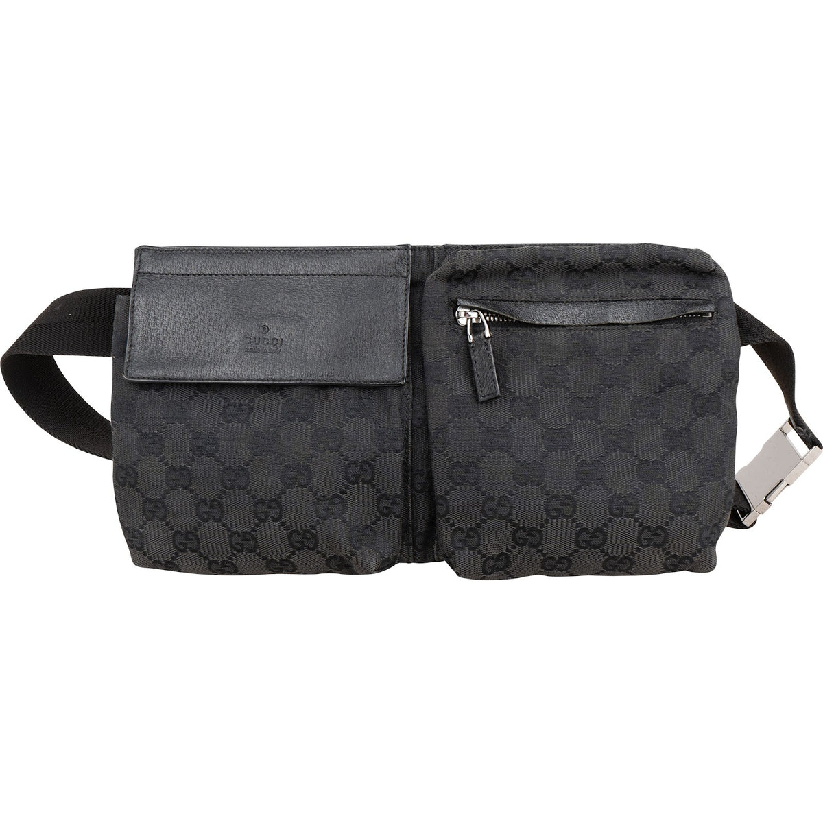 Gucci Black Monogram GG Canvas Belt Crossbody Bag