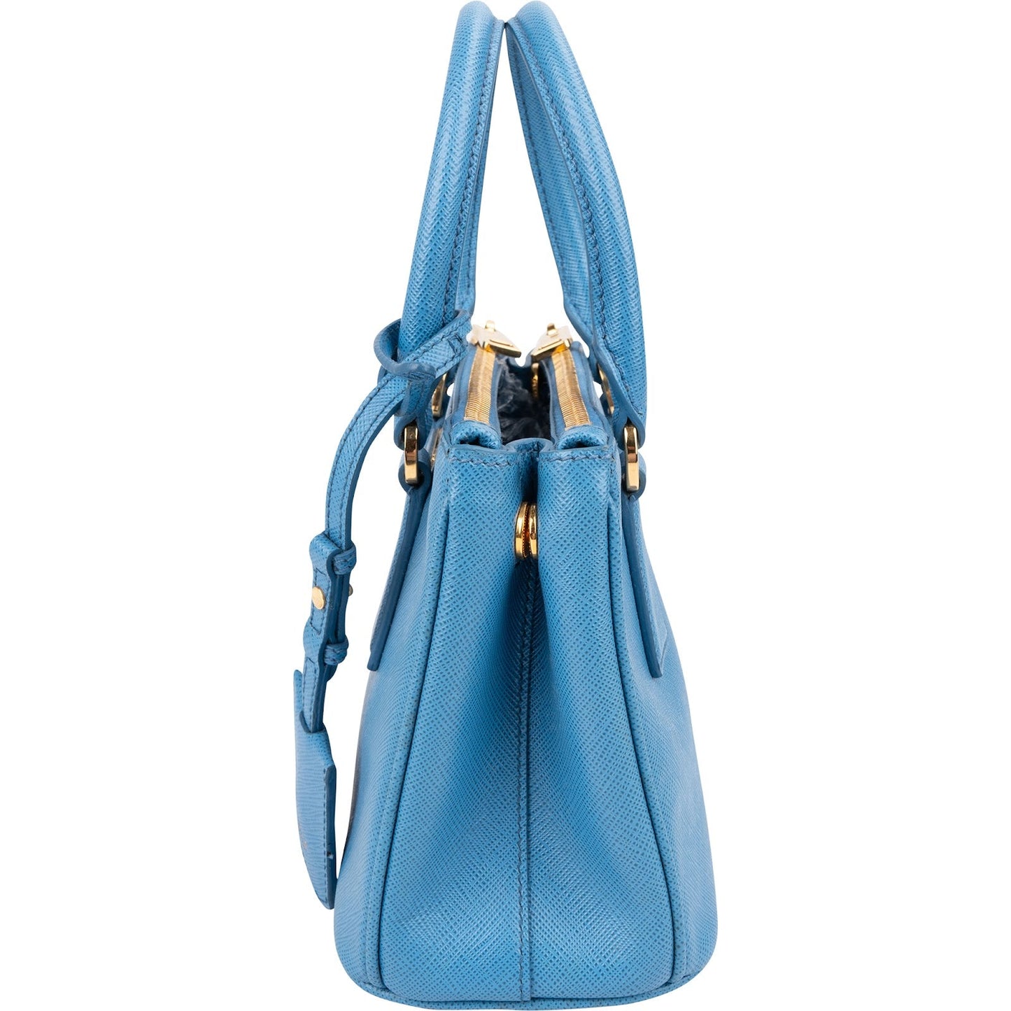 Prada Blue Saffiano Leather Pradasphere Galleria Micro Handbag