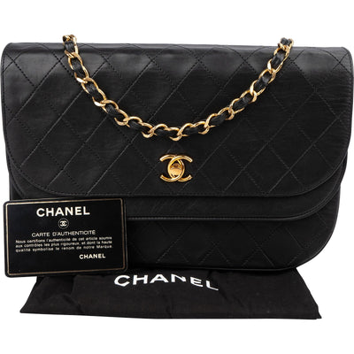 Chanel Quilted Lambskin 24K Gold Double Flap Shoulder Bag