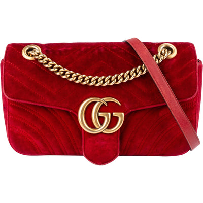 Gucci Velvet Matelassé GG Marmont Crossbody Bag