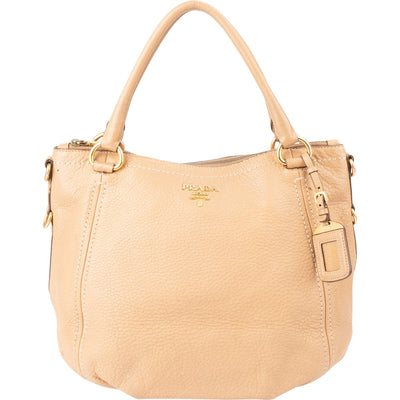 Prada Grained Vitello Daino Leather Handbag