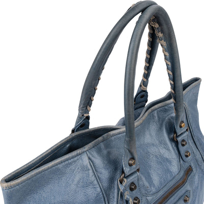 Balenciaga Blue Leather The Work City Tote Shoulder Bag