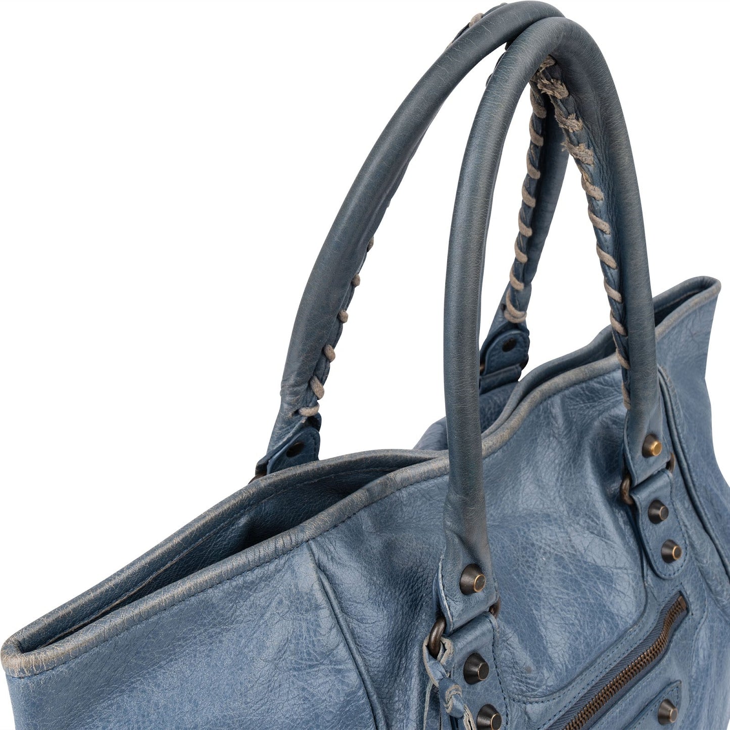 Balenciaga Blue Leather The Work City Tote Shoulder Bag