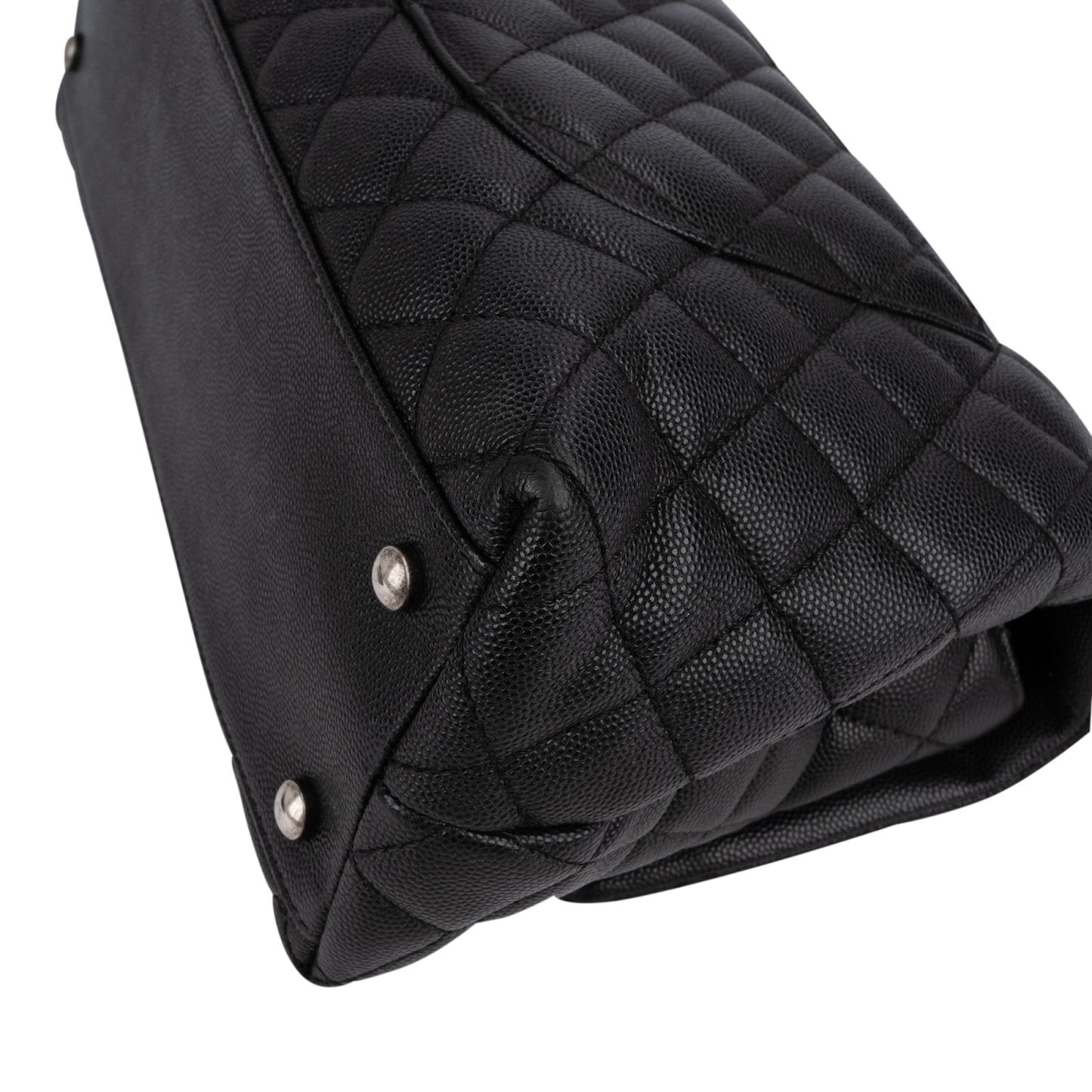 Chanel Quilted Caviar Leather Palladium Coco Handle Single Flap Handbag