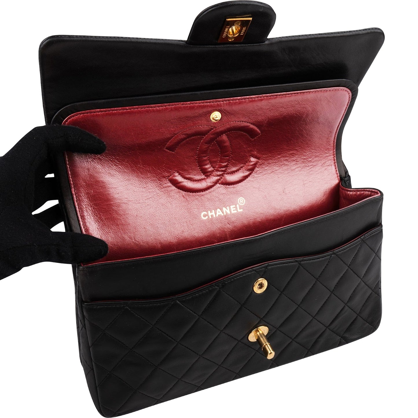 Chanel Quilted Lambskin 24K Gold Medium Double Flap Shoulder Bag