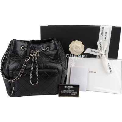 Chanel Quilted Calfskin CC Chain Drawstring Bucket Shoulder Bag