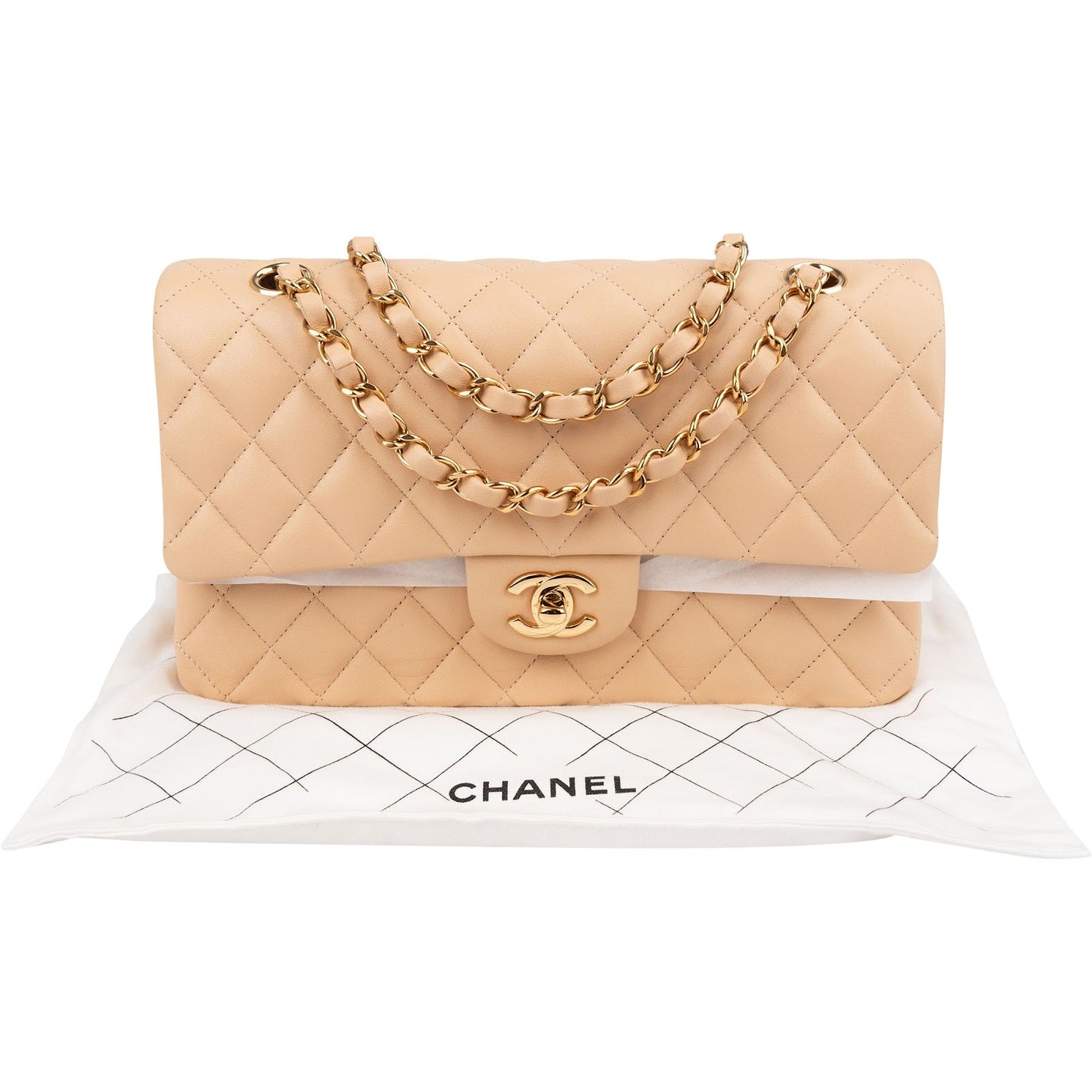 Chanel Quilted Lambskin Medium Double Flap Shoulder Bag