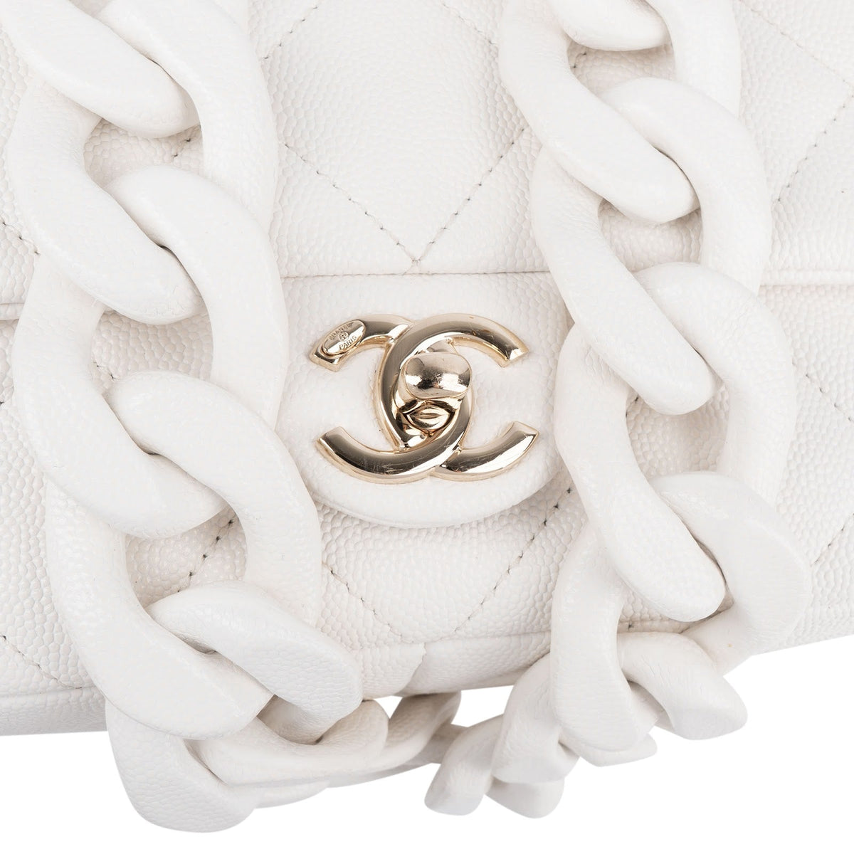 Chanel Quilted Caviar Leather Chunky Chain Rectangular Single Flap Shoulder Bag