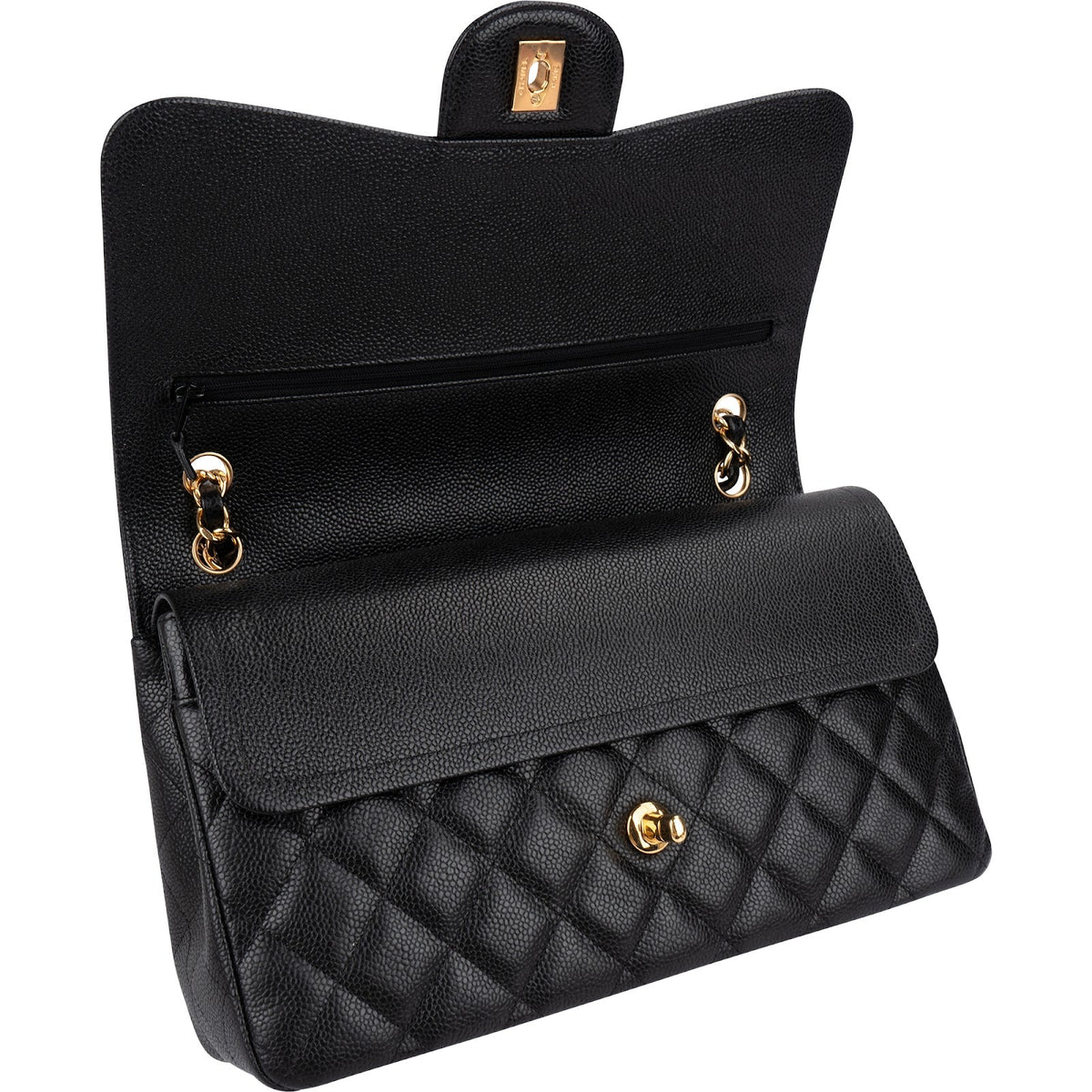 Chanel Quilted Caviar Leather Jumbo Double Flap Shoulder Bag
