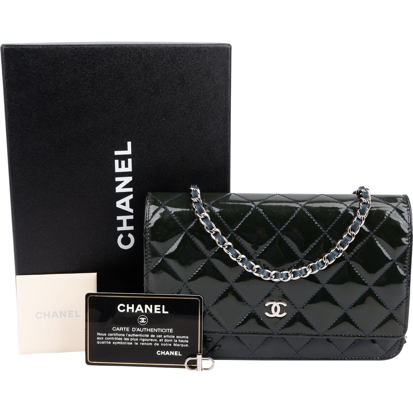 Chanel Quilted Patent Leather Wallet On Chain Crossbody Bag