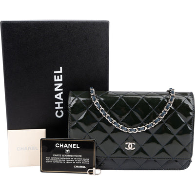 Chanel Quilted Patent Leather Wallet On Chain Crossbody Bag