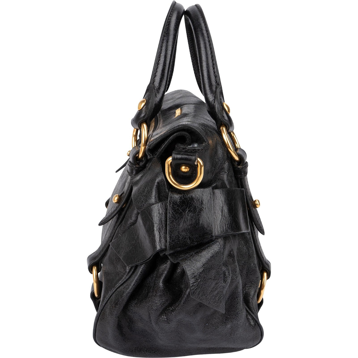 Miu Miu Vitello Lux Leather Small Bow Handbag