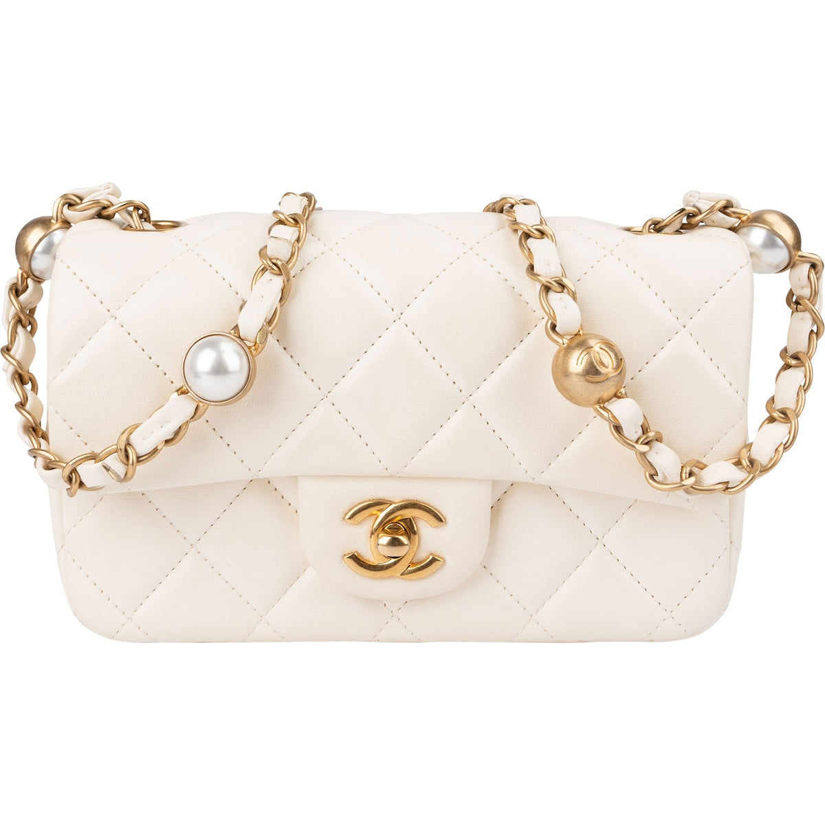 Chanel Quilted Lambskin Mini Rectangular Pearl Single Flap Crossbody Bag
