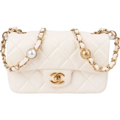 Chanel Quilted Lambskin Mini Rectangular Pearl Single Flap Crossbody Bag