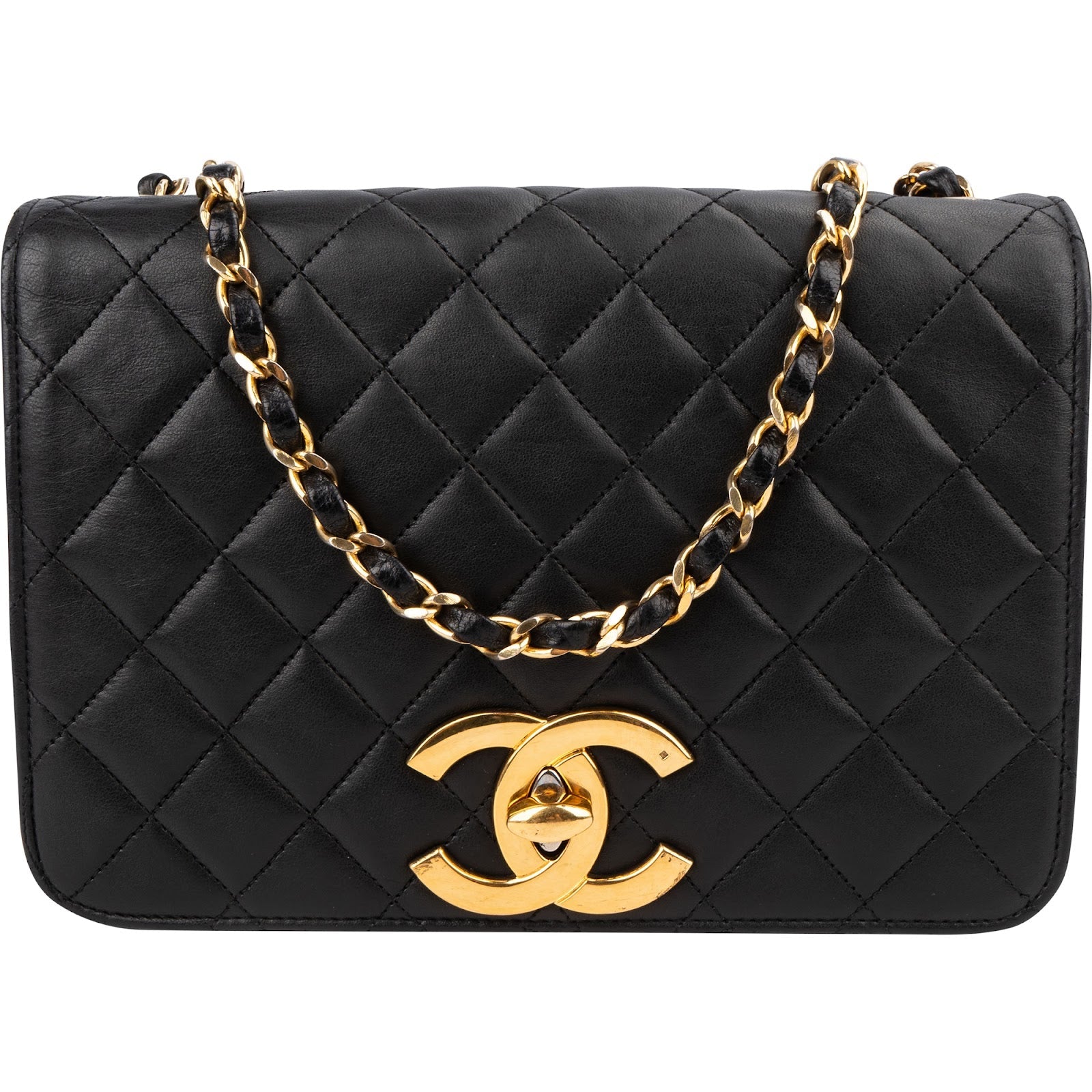 Chanel Quilted Lambskin 24K Gold Single Flap Shoulder Bag