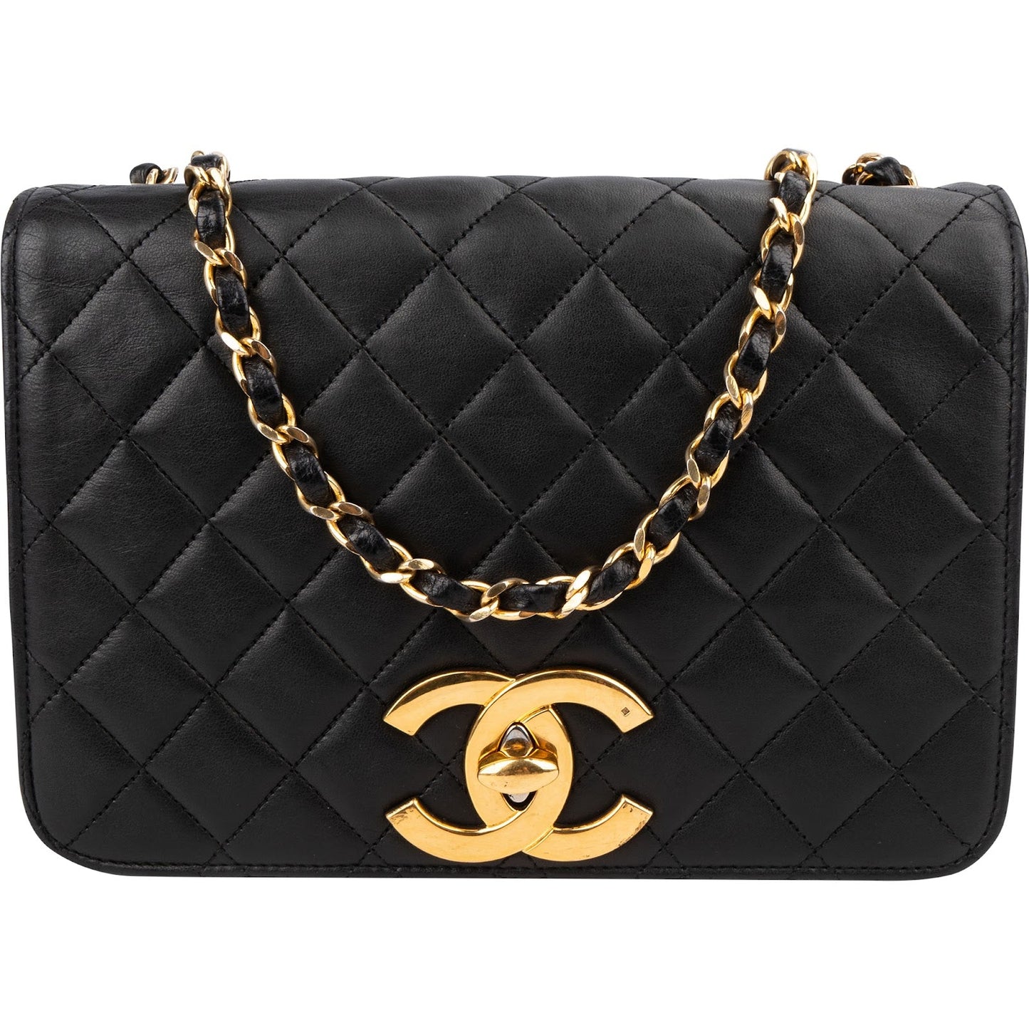 Chanel Quilted Lambskin 24K Gold Single Flap Shoulder Bag