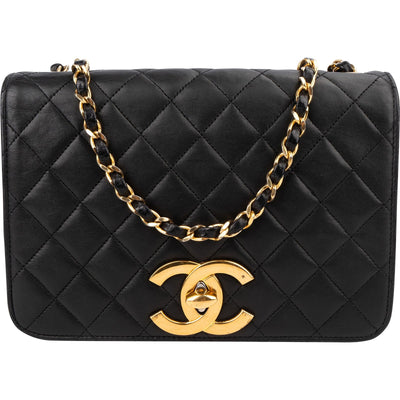 Chanel Quilted Lambskin 24K Gold Single Flap Shoulder Bag