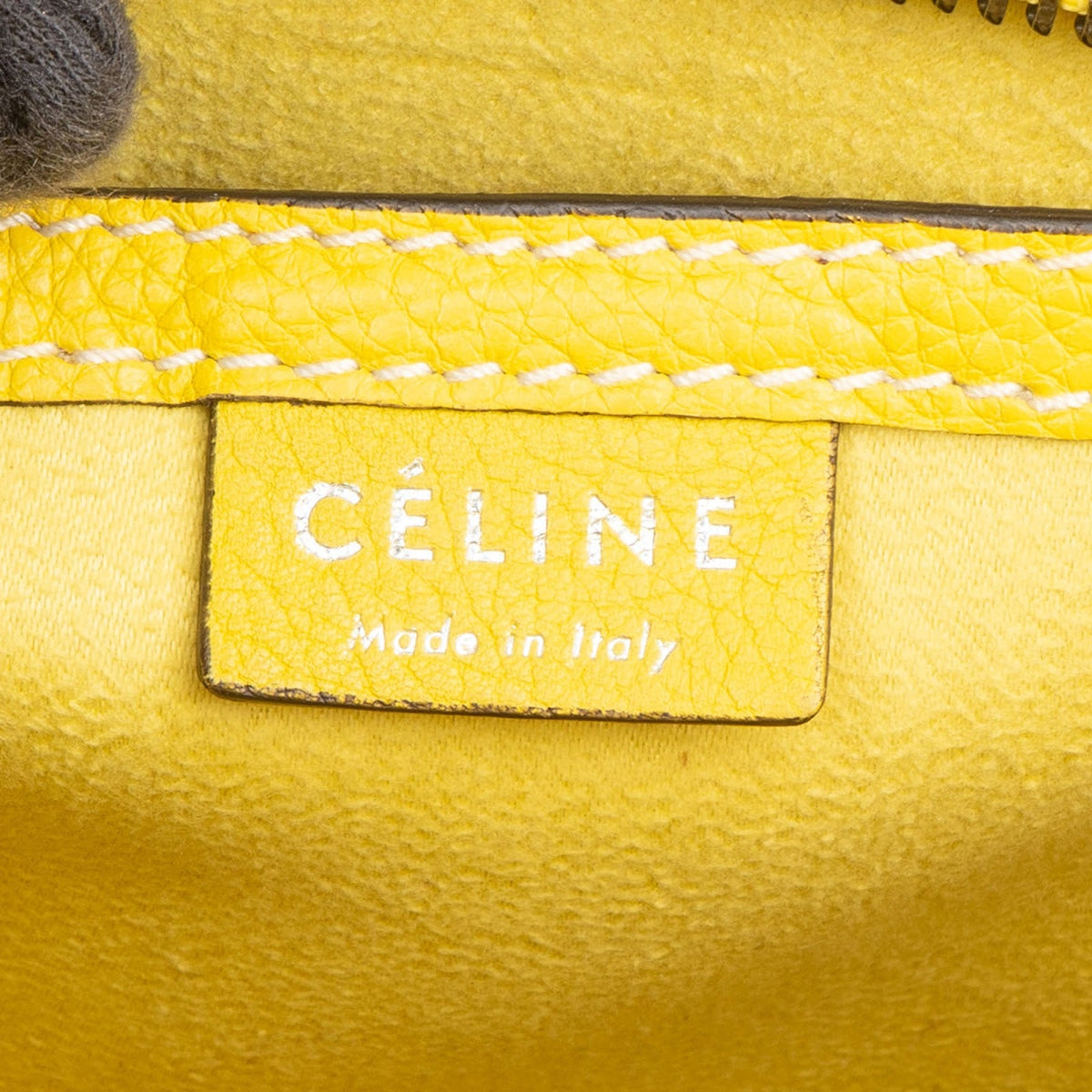 Céline Yellow Grained Leather Luggage Nano Crossbody Handbag