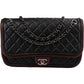 Chanel Quilted Lambskin Bicolor Jumbo Single Flap Shoulder Bag