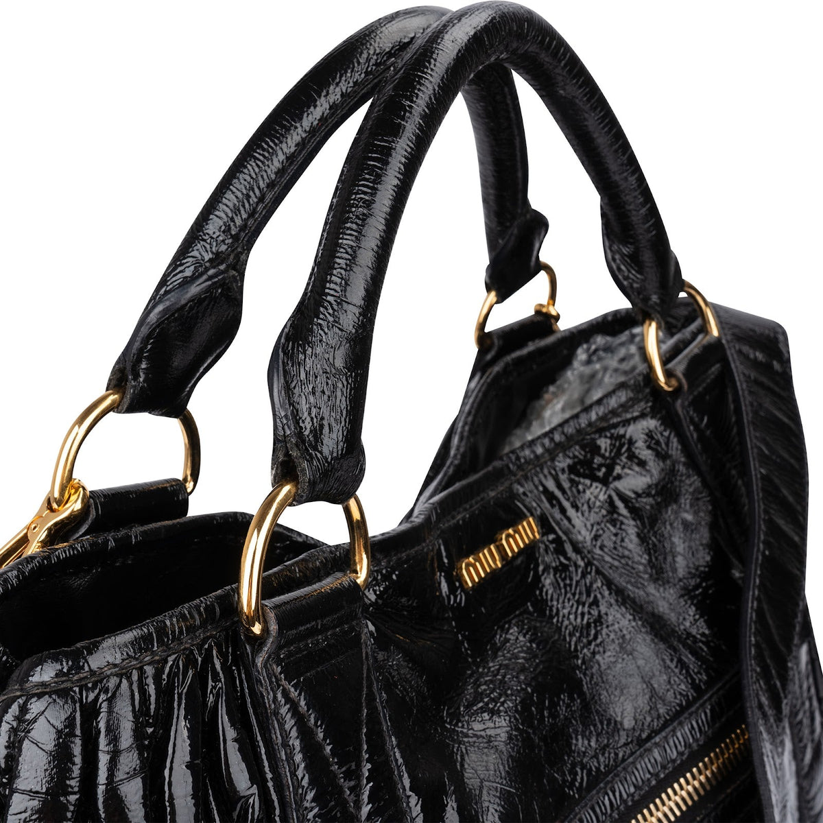 Miu Miu Quilted Vitello Shine Large Bowler Handbag