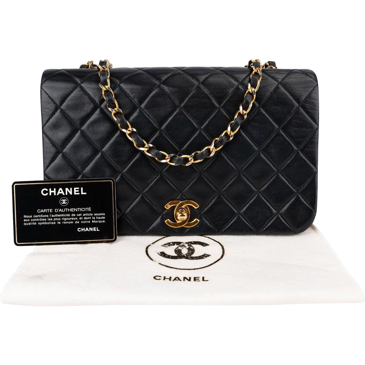 Chanel Quilted Lambskin 24K Gold Single Flap Crossbody Bag