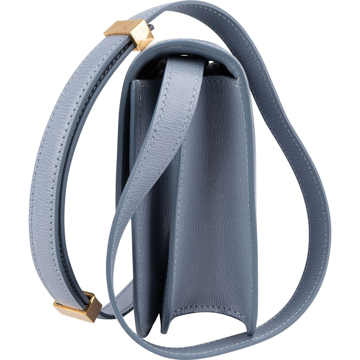 Celine Blue Grained Calfskin Classic Box Small Crossbody Bag