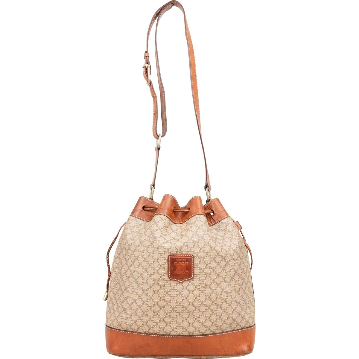 Celine Macadam Monogram Drawstring Bucket Shoulder Bag