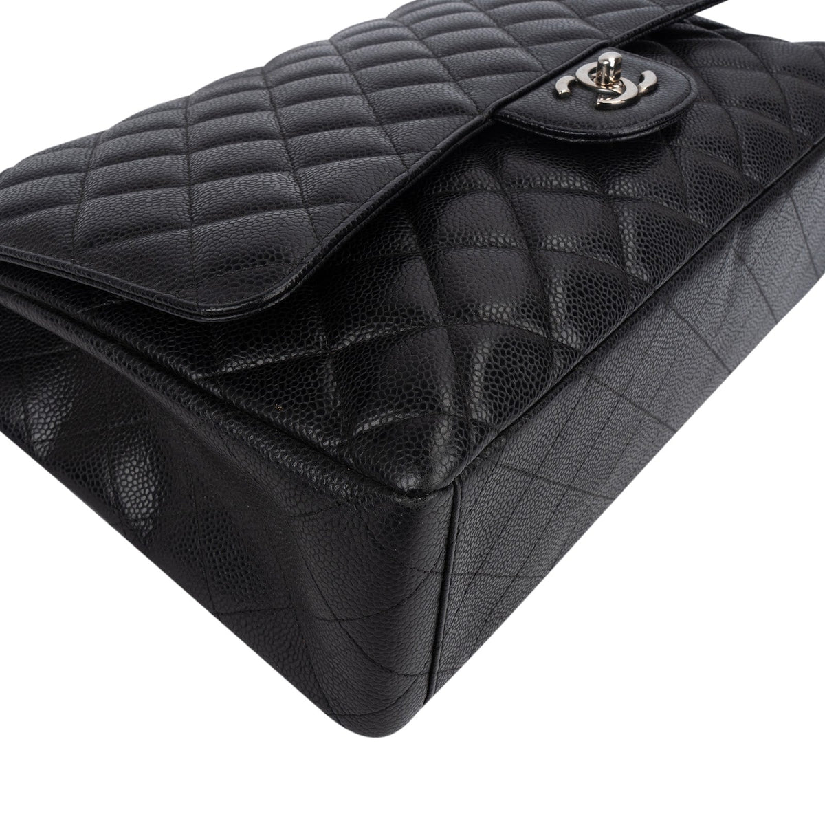 Chanel Quilted Caviar Leather Palladium Maxi Single Flap Crossbody Bag