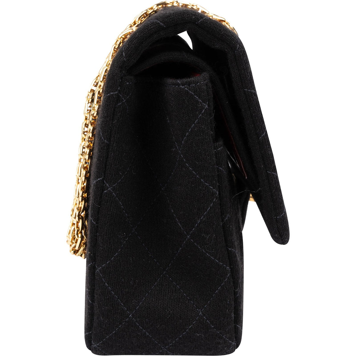 Chanel Quilted Jersey 24K Gold Medium Double Flap Crossbody Bag