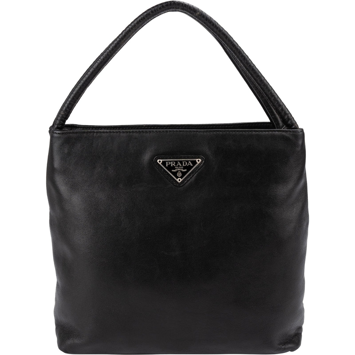 Prada Black Nappa Leather Triangle Tote Handbag