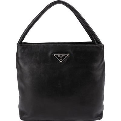 Prada Black Nappa Leather Triangle Tote Handbag