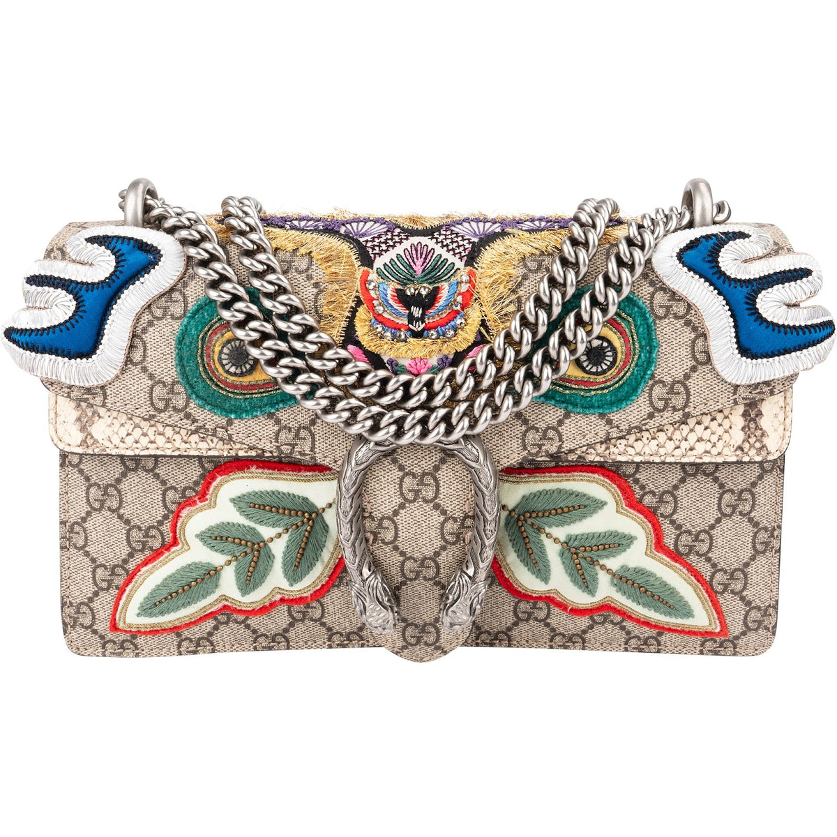 Gucci Limited Monogram GG Supreme Canvas Embroidered Dionysus Shoulder Crossbody Bag