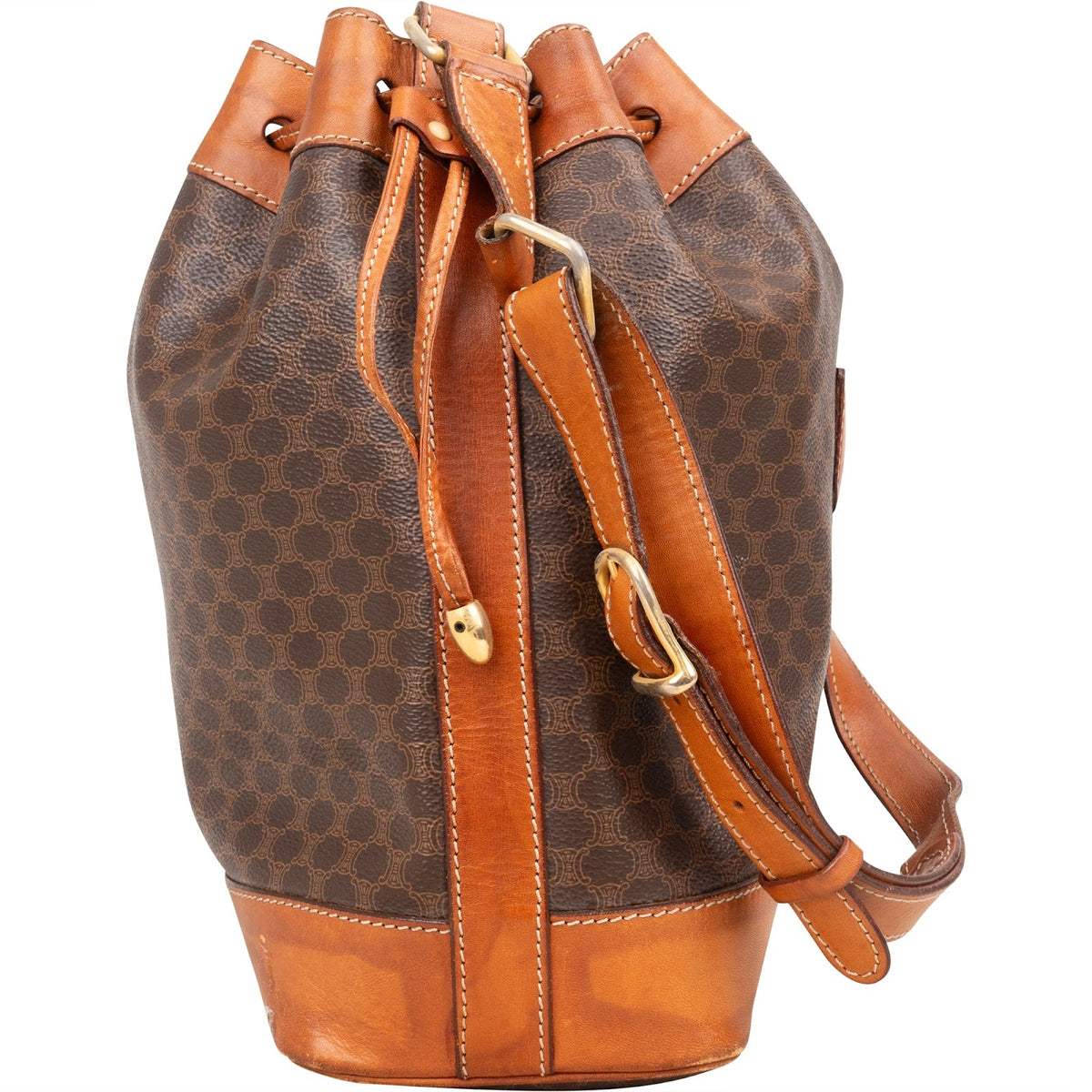 Celine Macadam Canvas Drawstring Bucket Shoulder Bag