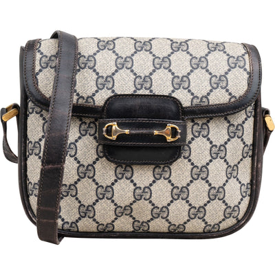 Gucci Monogram GG Supreme Horsebit Crossbody Bag