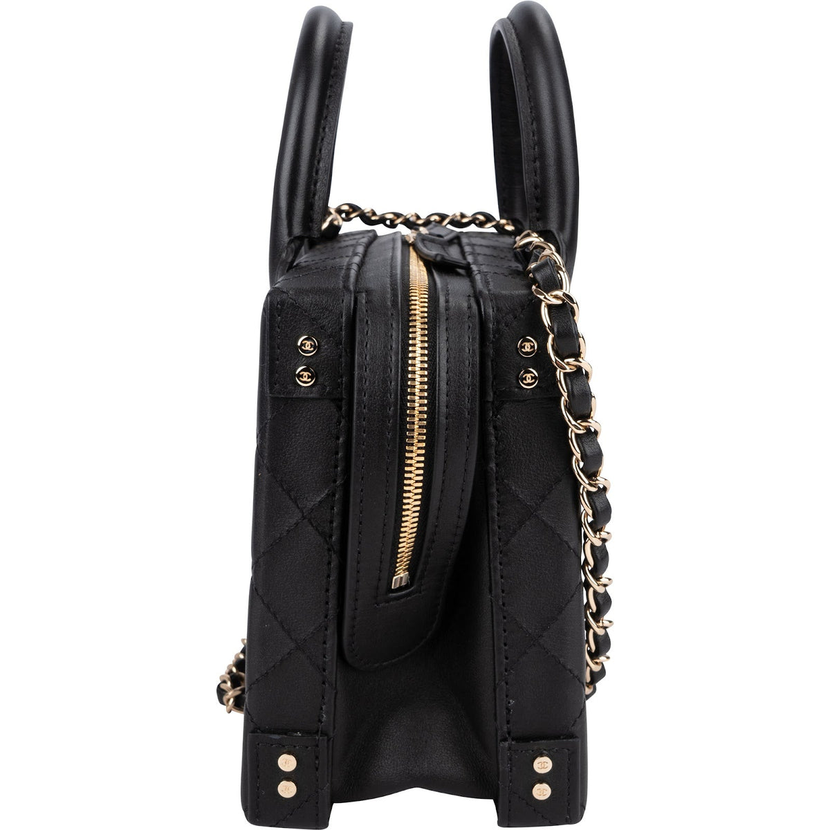 Chanel Quilted Lambskin CC Stitched Vanity Crossbody Handbag
