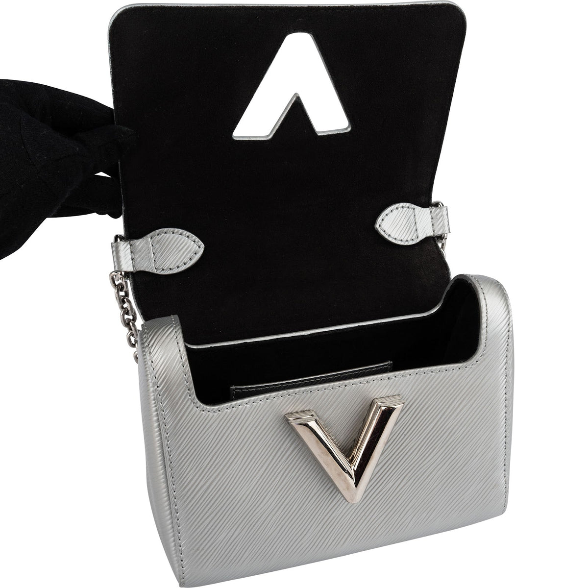Louis Vuitton Silver Metallic Epi Leather Twist PM Crossbody Bag