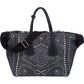 Prada Shopper aus perforiertem Denim mit Nieten – Vorderansicht