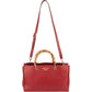 Gucci Grained Leather Bamboo Handle Tote Handbag