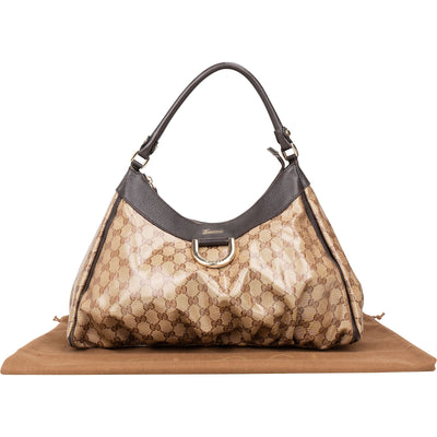 Gucci Monogram GG Patent Canvas Abbey Hobo Shoulder Bag