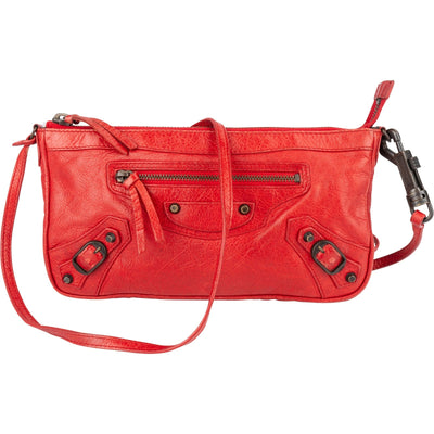 Balenciaga Red Leather Mini City Crossbody Bag